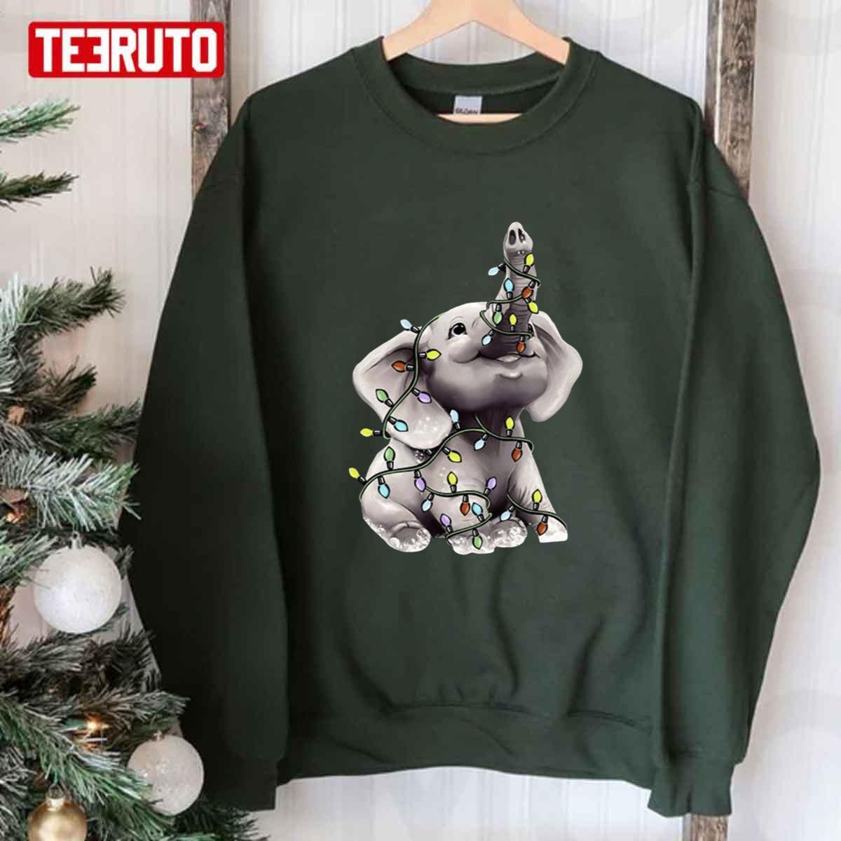 Elephant Christmas Lights Tangling Unisex Sweatshirt