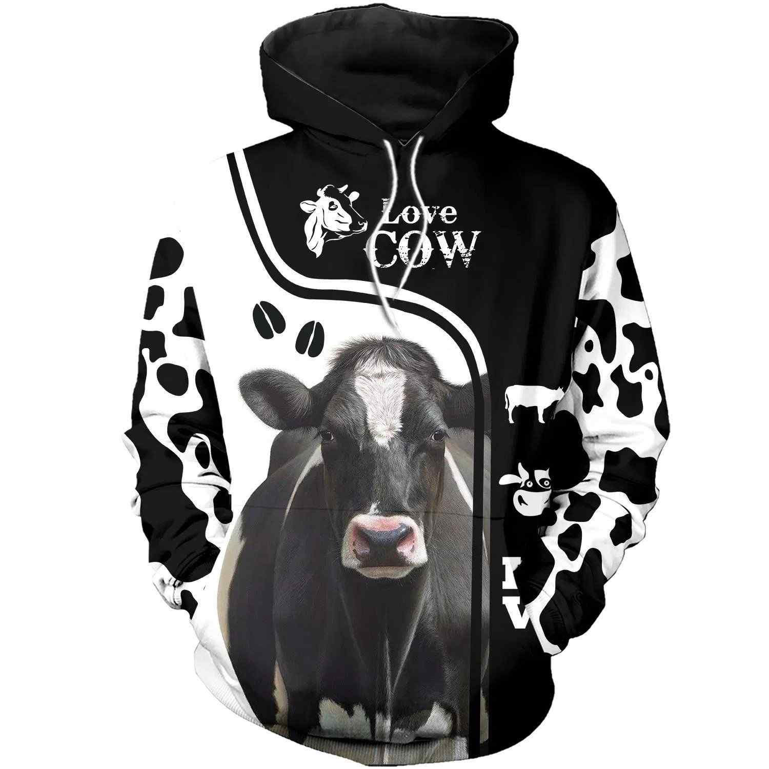 Farmer Gifts Dairy Cow Black White US 3D Hoodie