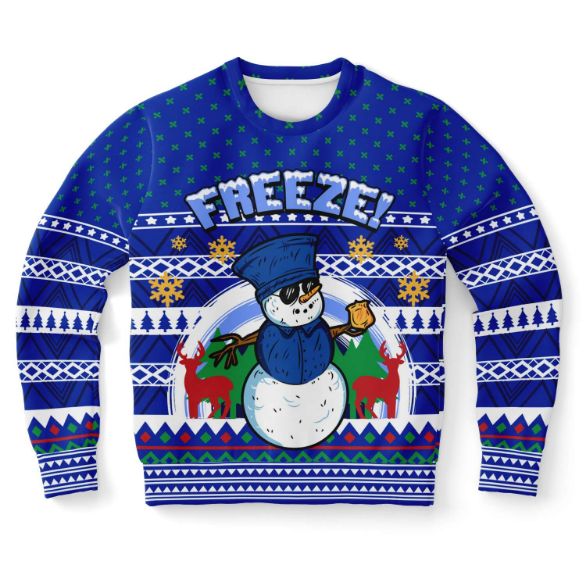 Freeze Police Snowman Ugly Christmas Wool Knitted Sweater