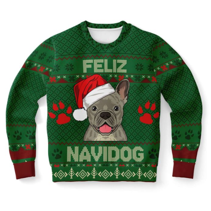 French Bulldog Feliz Navidog Ugly Wool Knitted Sweater