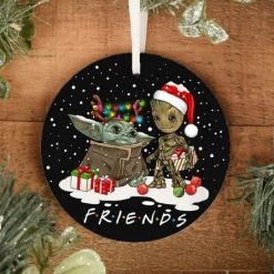 Friends Baby Yoda Groot Star Wars Christmas Ceramic Ornament