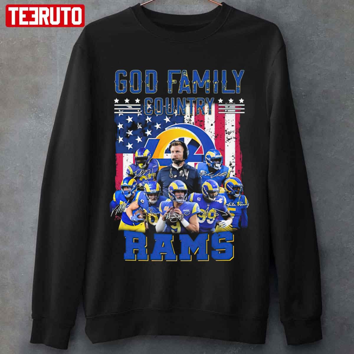 God Family Country Los Angeles Rams Teams Signatures Unisex T-Shirt