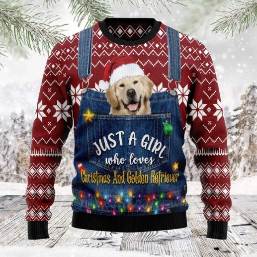 Golden Retriever Ugly Christmas Wool Knitted Sweater