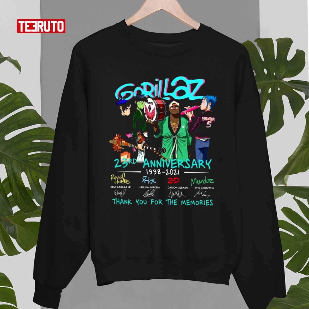 Gorillaz Band 23rd Anniversary 1998-2021 Signatures Unisex T-Shirt