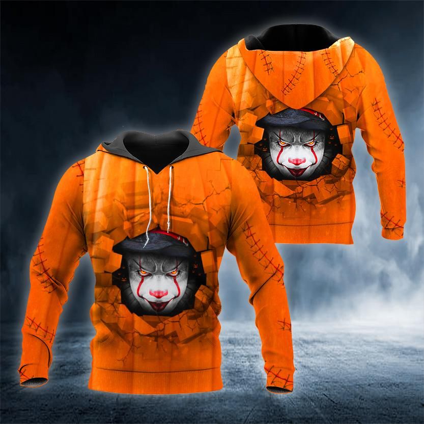 Halloween Clown Inside Pumpkin Skull 3D Hoodie
