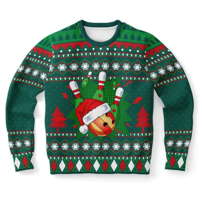Happy Bowling Ugly Christmas Wool Knitted Sweater