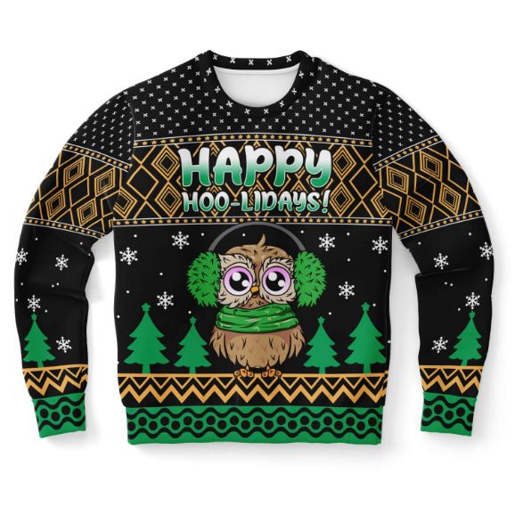 Happy Hoo-Lidays Ugly Christmas Wool Knitted Sweater