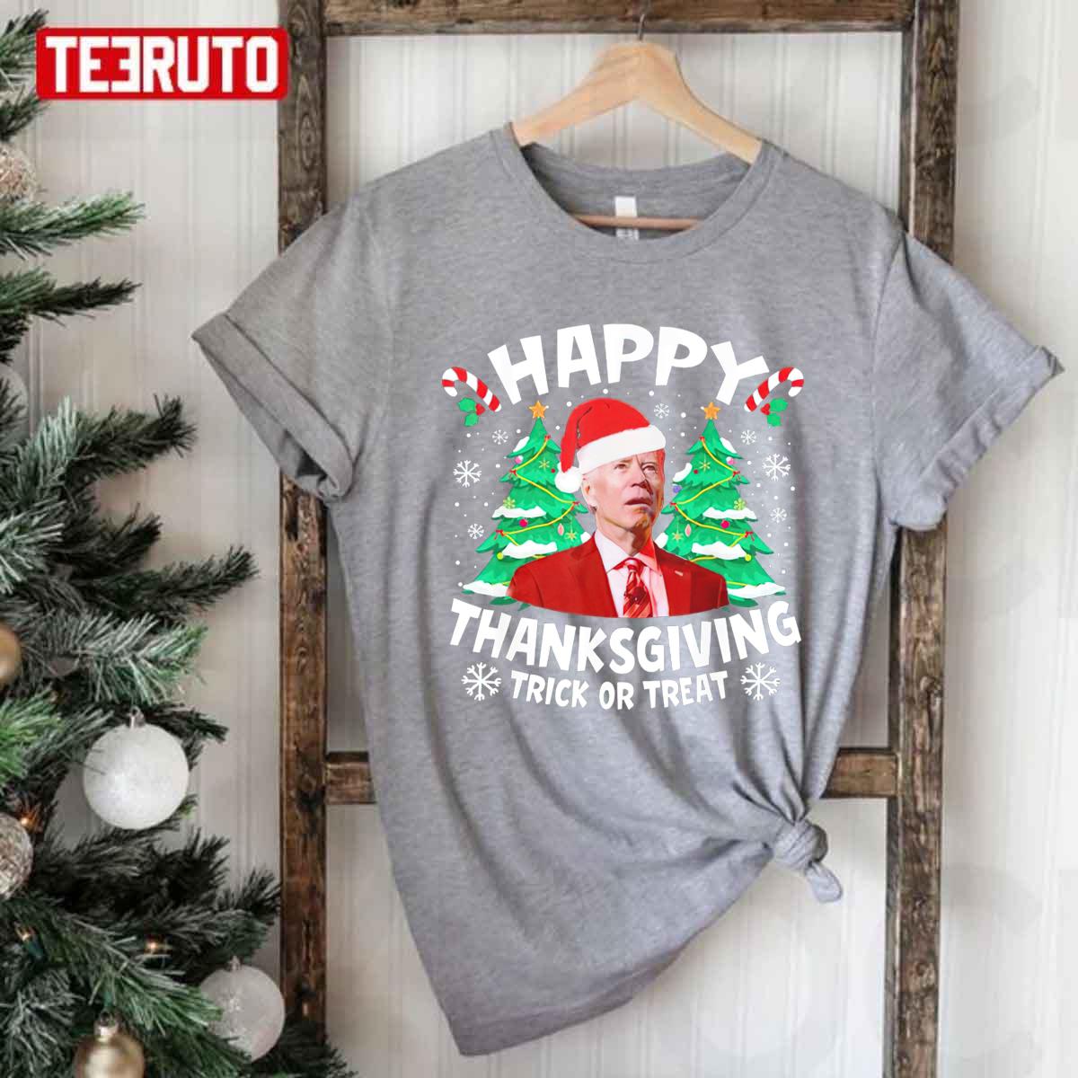 Happy Thanksgiving Joe Biden Santa Christmas Unisex T-Shirt
