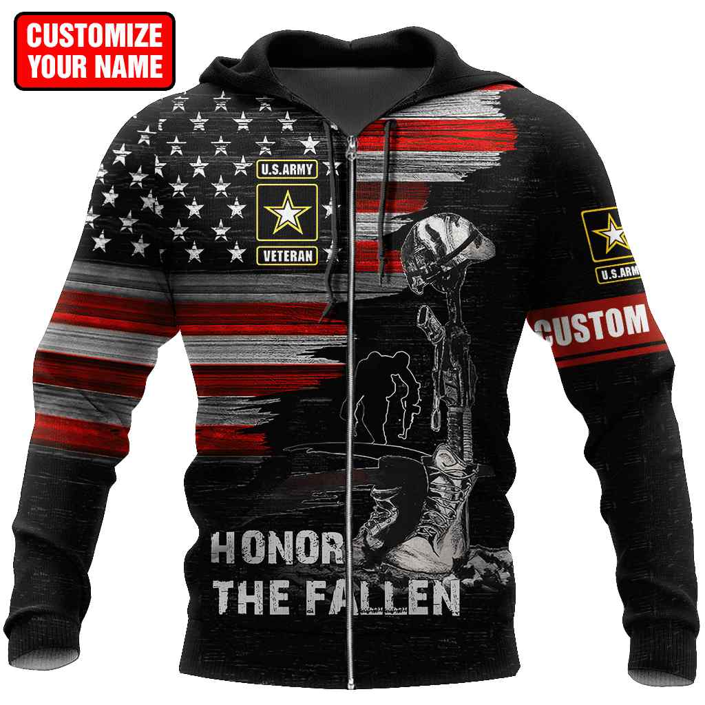 Honor the Fallen US Veteran Personalized Name 3D Hoodie