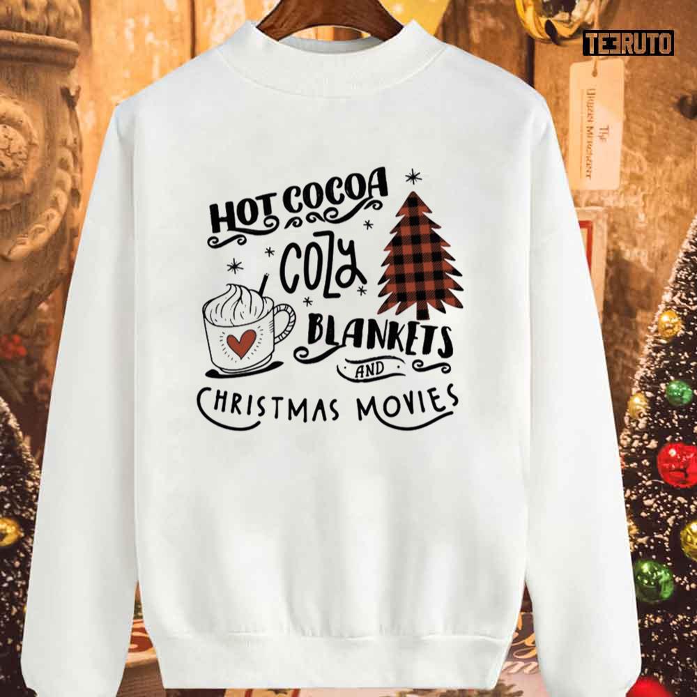 Hot Cocoa Cozy Blankets Christmas Movies Buffalo Plaid Unisex Sweatshirt