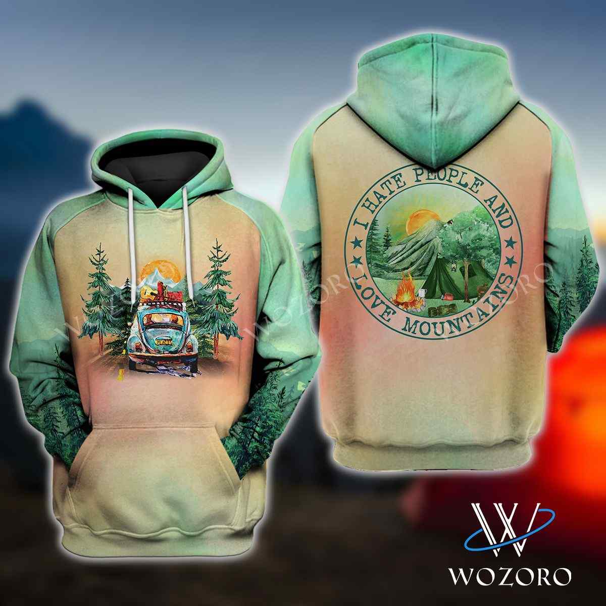 I Hate People And Love Mountains Car Camping 3D Hoodie