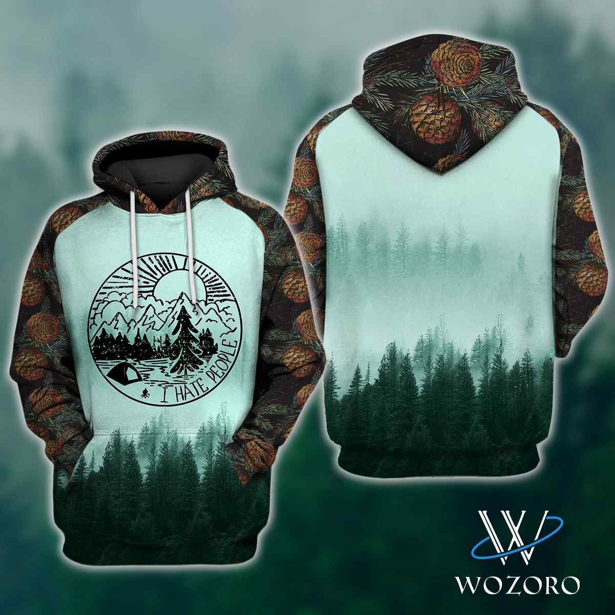 I Hate People Pine Cone Camping 3D Hoodie