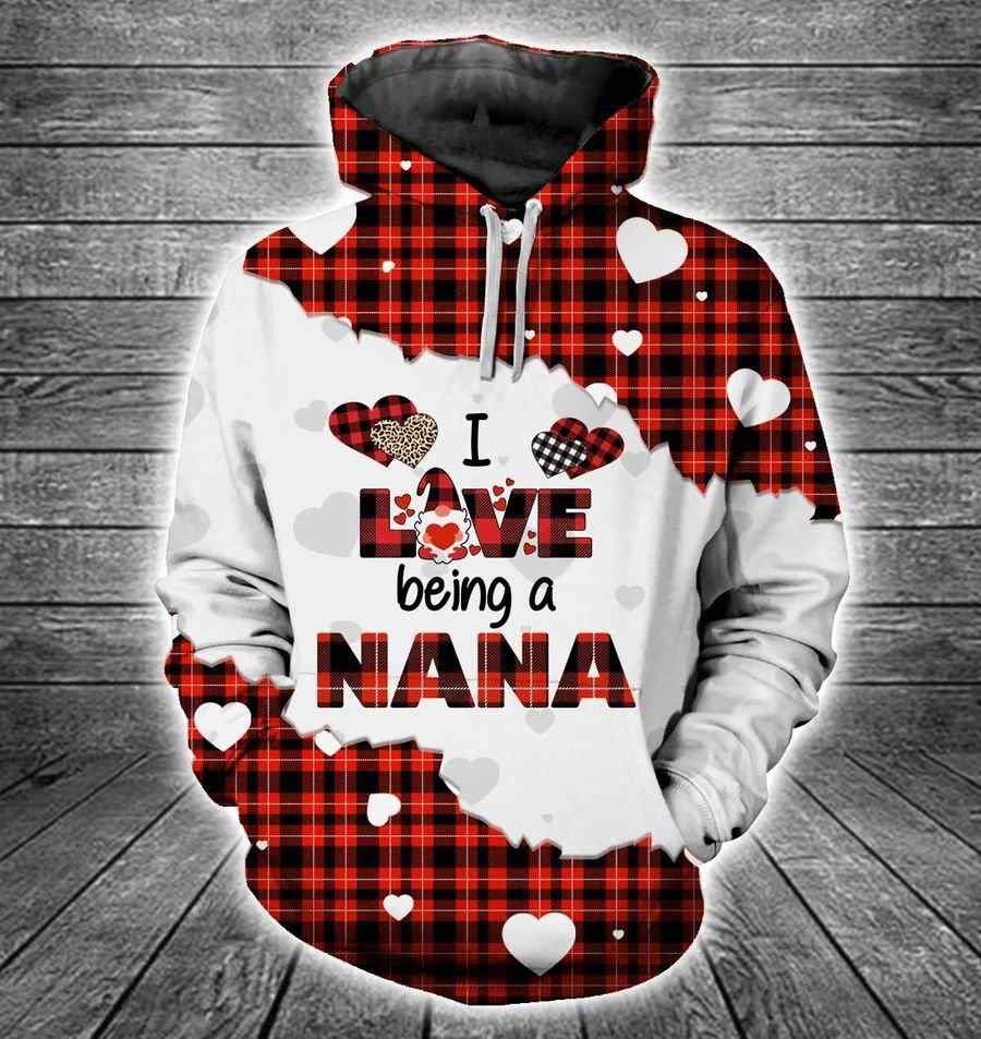 I Love Being A Nana Leopard Red Buffalo 3D Hoodie