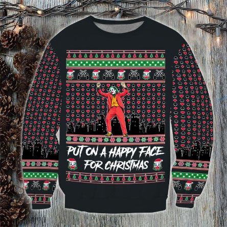 Joker Movie Put On A Happy Face For Chrismas 2021 Wool Knitted Sweater