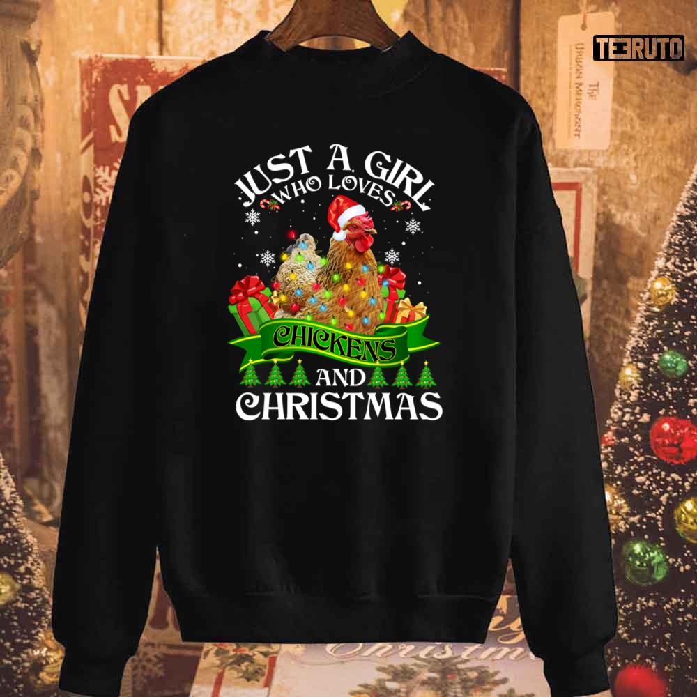 Just A Girl Who Loves Chickens & Christmas Funny Xmas Unisex Sweatshirt