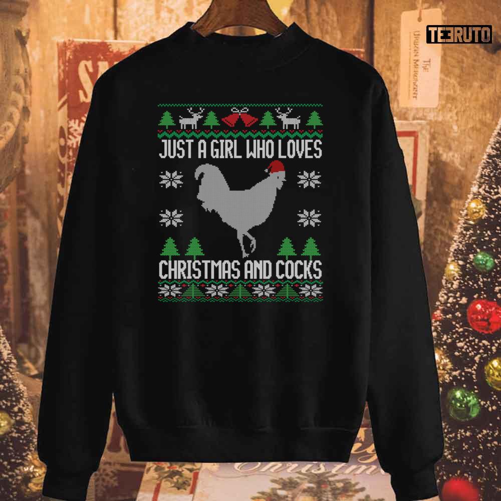 Just A Girl Who Loves Christmas And Cocks Unisex Sweatshirt