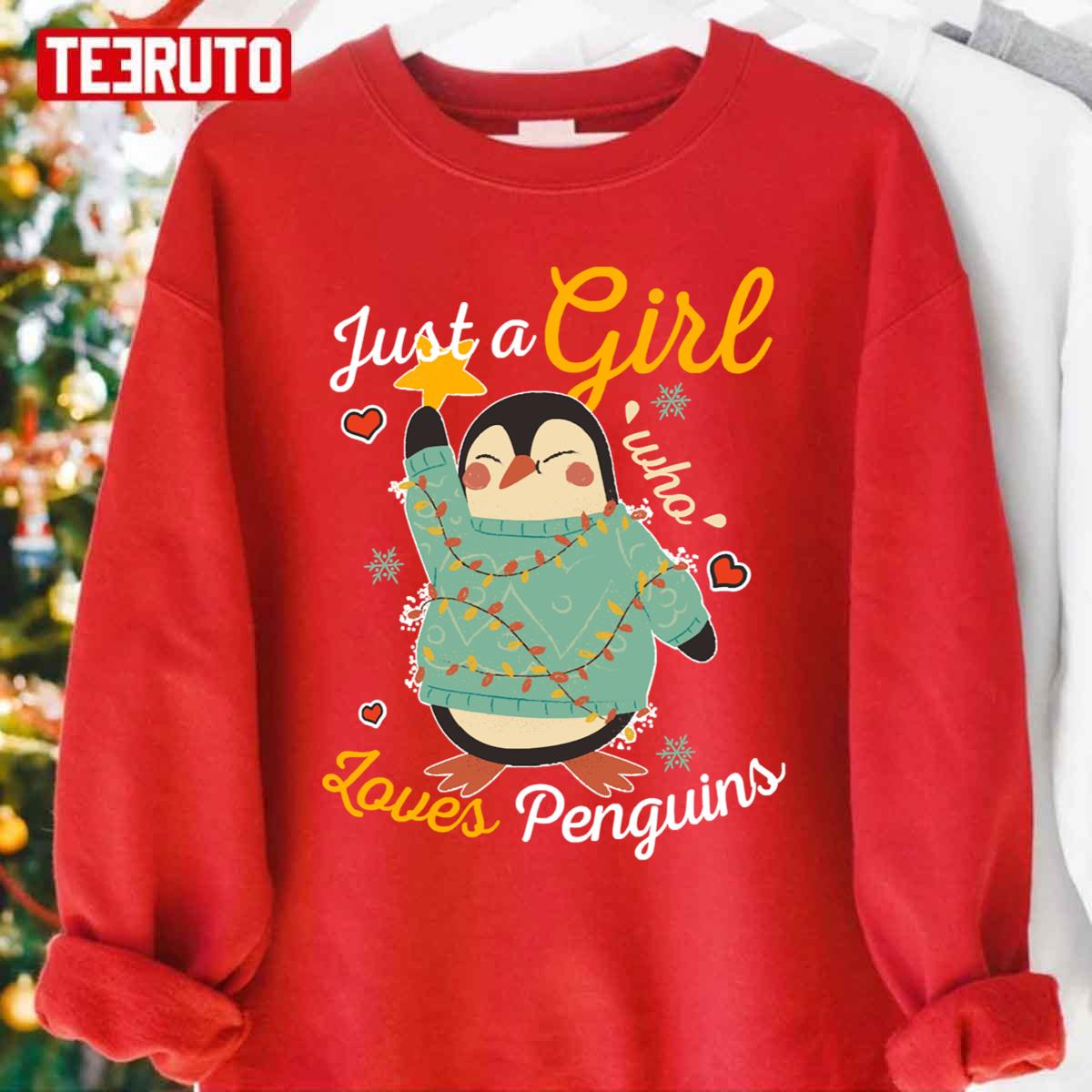 Just a Girl who Loves Christmas Penguins Unisex Sweatshirt