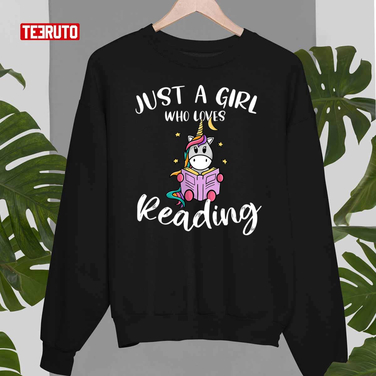 Just A Girl Who Loves Reading Funny Unicorn And Book Unisex Sweatshirt