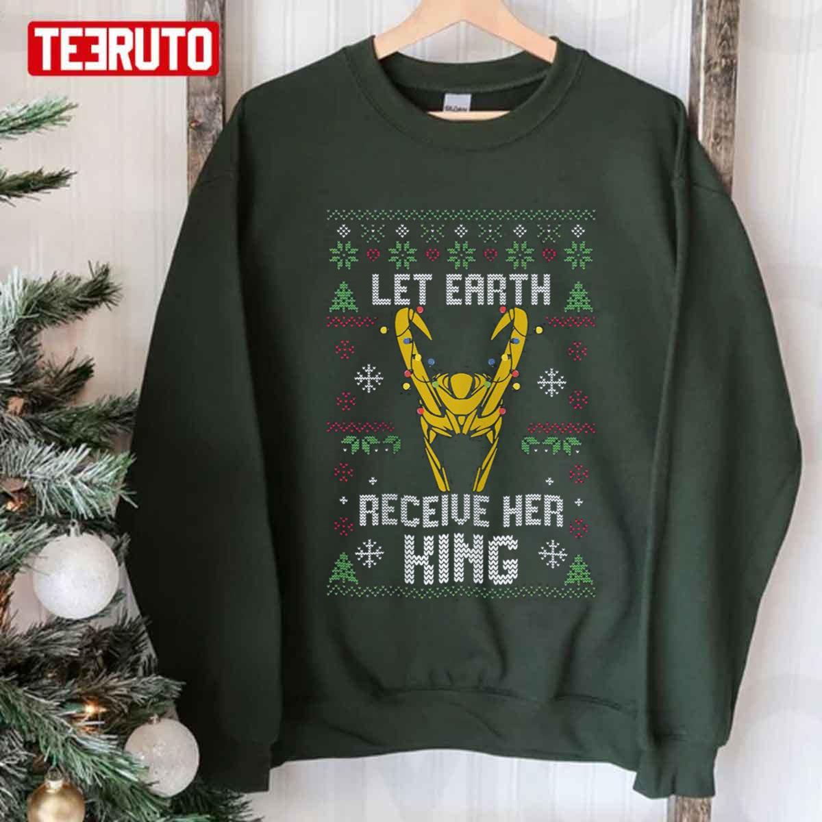Let Earth Receive King Loki Christmas Tom Hiddleston Unisex Sweatshirt