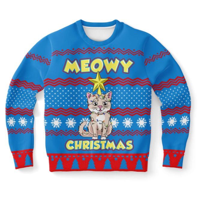 Meowy Christmas Ugly Christmas Wool Knitted Sweater