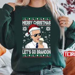 Merry Christmas Let’s Go Brandon Funny Biden Eating Ice Cream Unisex Sweatshirt