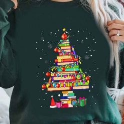 Merry Christmas Library Tree Bookworm Librarian Sweatshirt