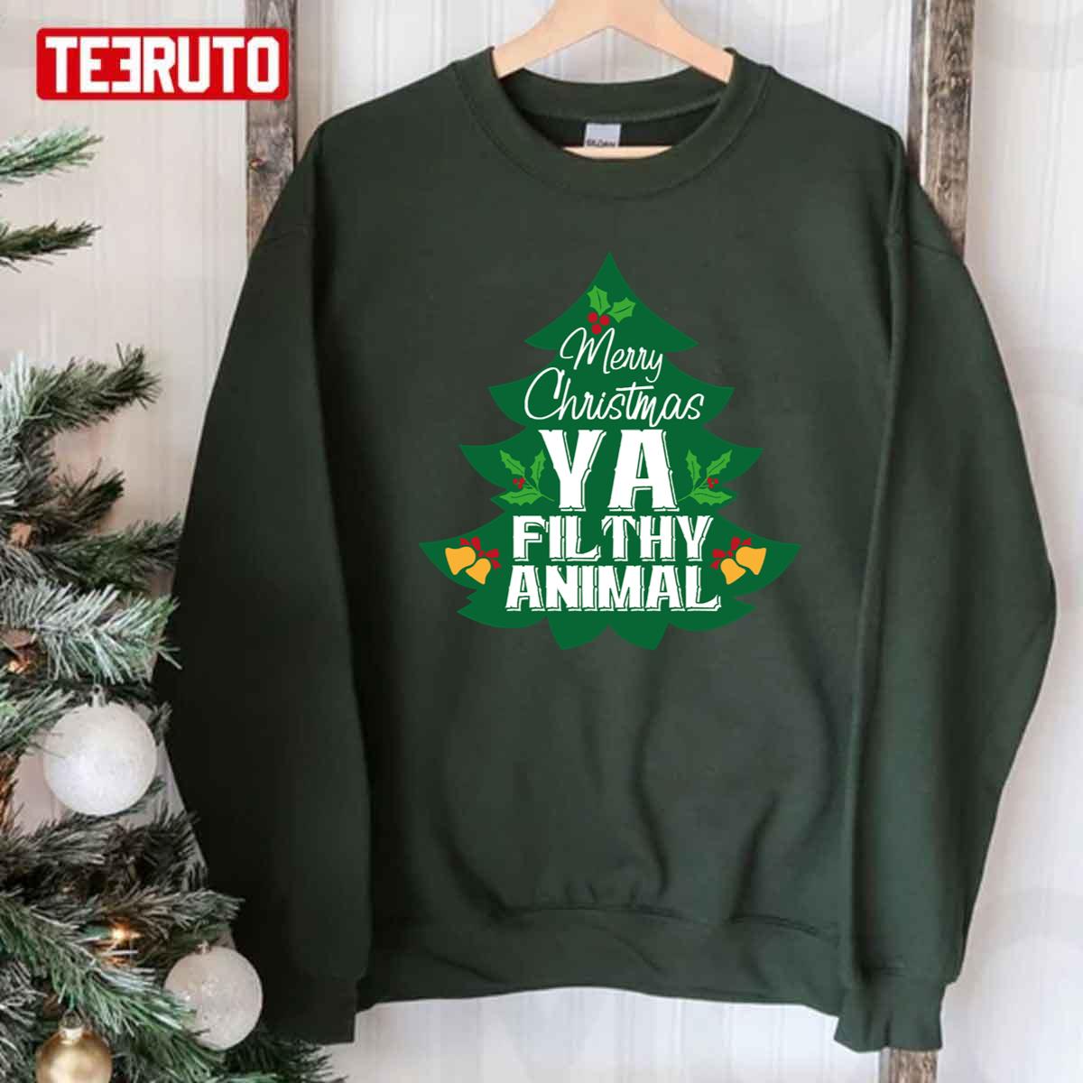 Merry Christmas Ya Filthy Animal Xmas Tree Unisex Sweatshirt