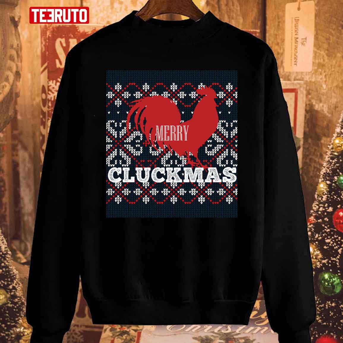 Merry Cluckmas Ugly Chicken Christmas Unisex Sweatshirt