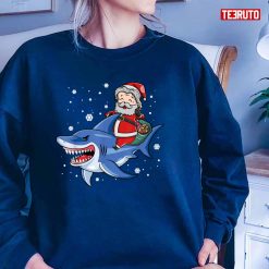 Merry Sharkmas Santa Riding Shark Unisex Sweatshirt