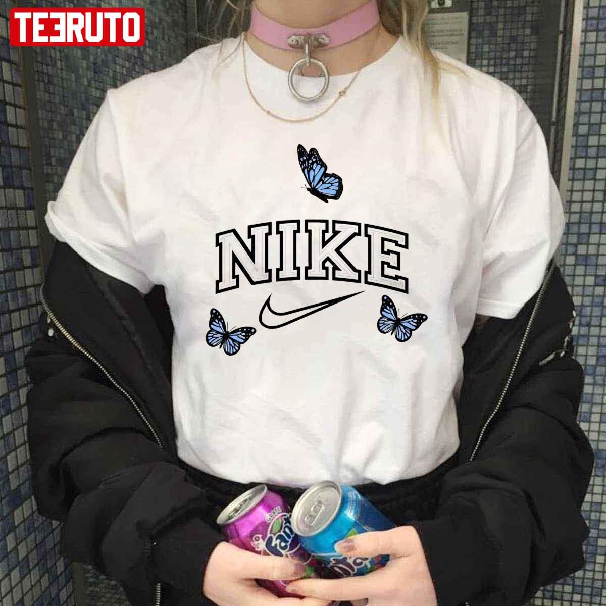 Nike Logo X Blue Butterflies Unisex T-Shirt