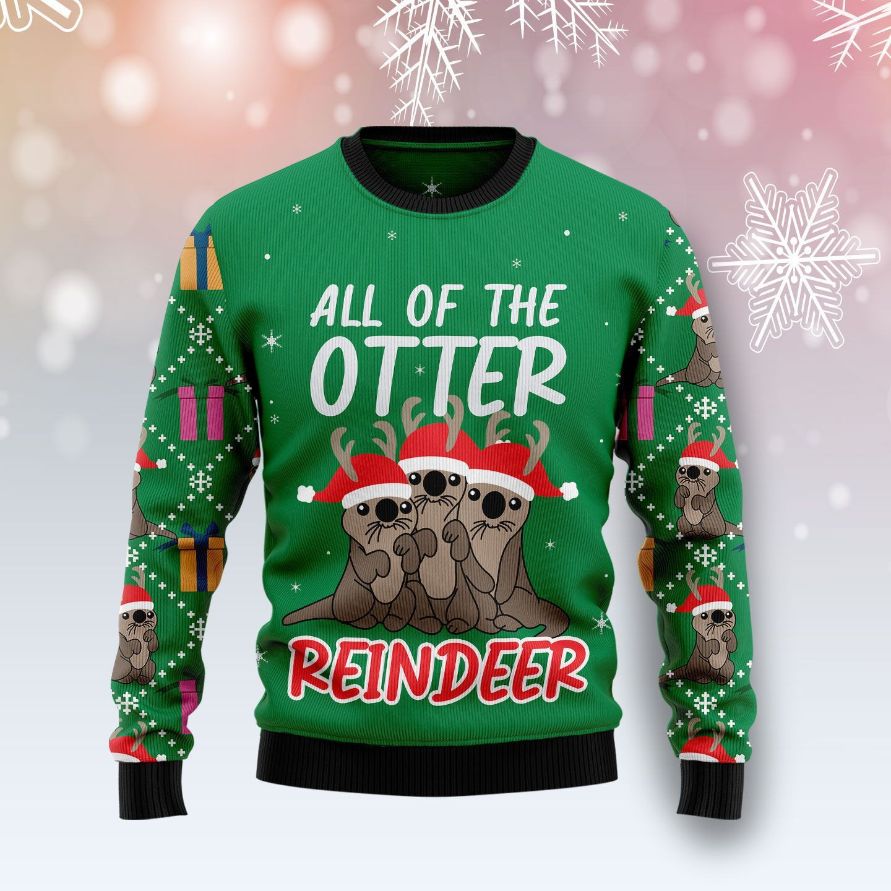 Otter Reindeer All Over Printed Sweater