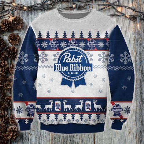 Pabst Blue Ribbon Beer Wool Knitted Christmas Sweater