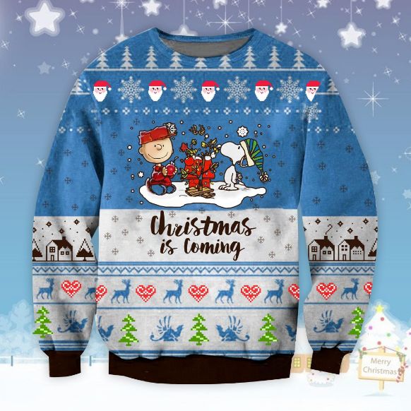 Peanut Snoopy Christmas Is Comming Wool Knitted Sweater
