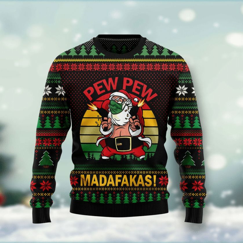 Pew Pew Madafakas Santa Claus All Over Printed Sweater