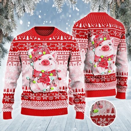 Pig Lovers Ugly Christmas Wool Knitted Sweater All Over Print