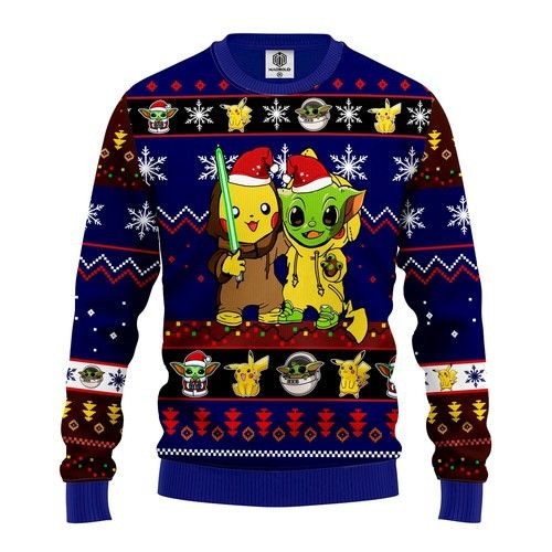 Pikachu And Yoda Christmas 3D Sweater