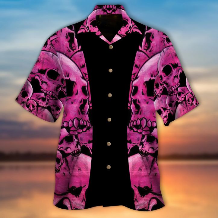 Pink Skull Hawaii Aloha Shirt