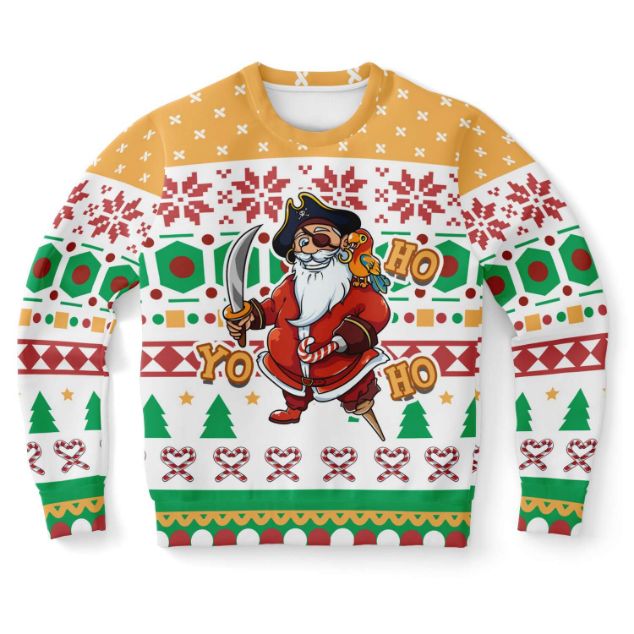 Pirate Santa Clause Yo Ho Ho Ugly Christmas Wool Knitted Sweater