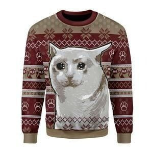 Poor White Cat Cry 3D Sweater