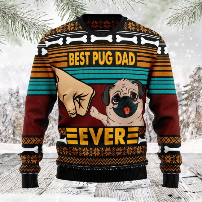 Pug Best Dog Dad 3D Sweater