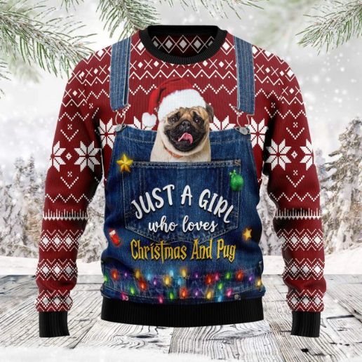 Pug Dog Ugly Christmas Wool Knitted Sweater All Over Print