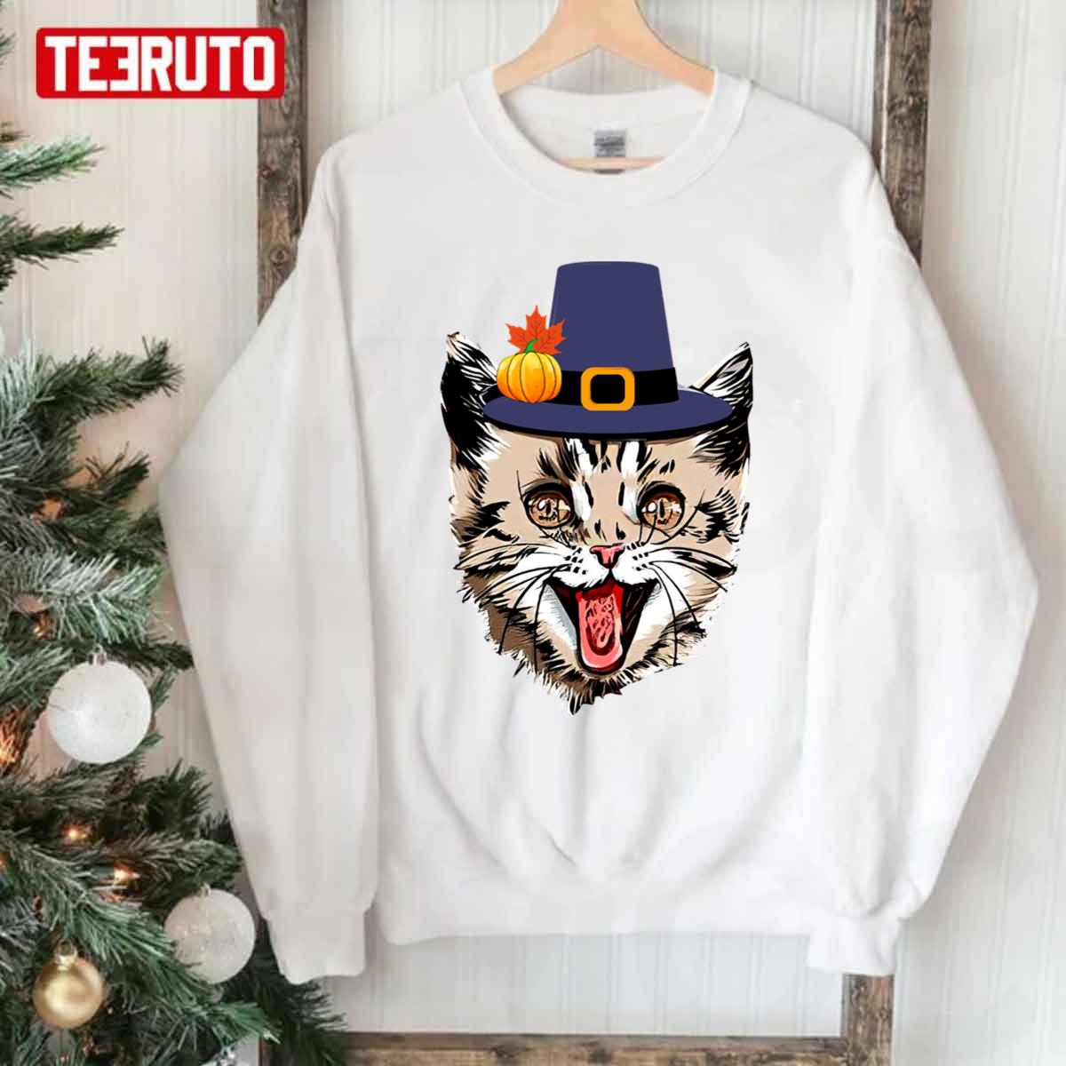 Purrkey Turkey Funny Thanksgiving Cat Lover Unisex Sweatshirt