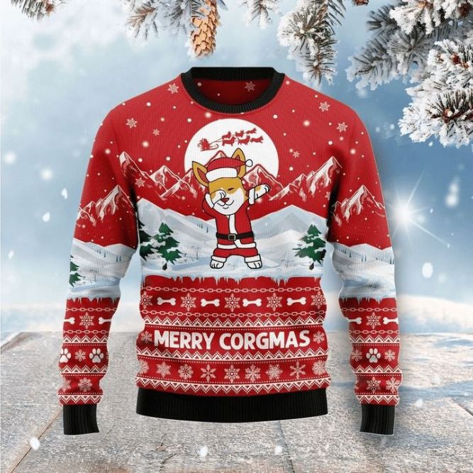 Red Christmas Corgi Merry Corgmas 3D Sweater