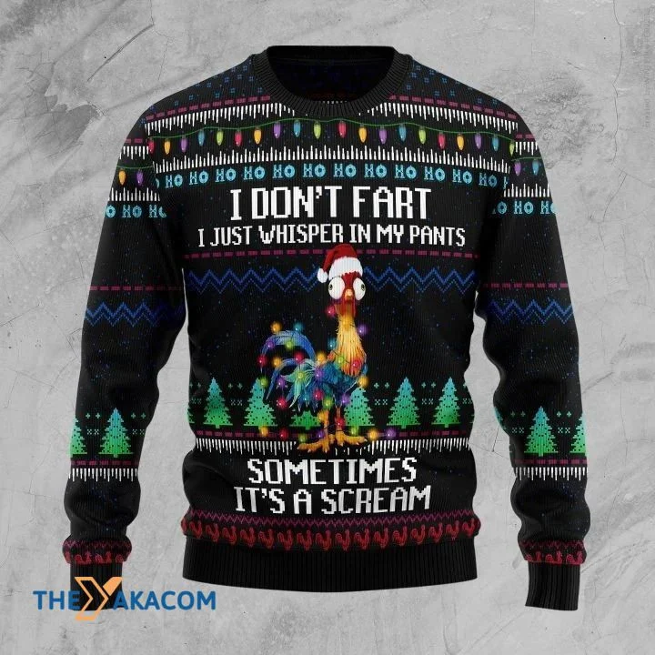 Rooster With Light I Don’t Fart Sometimes It’s A Scream All Over Printed Sweater