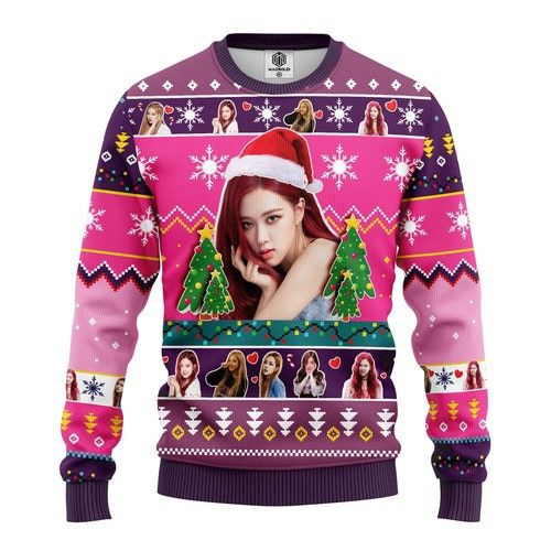 Rose Black Pink Christmas 3D Sweater