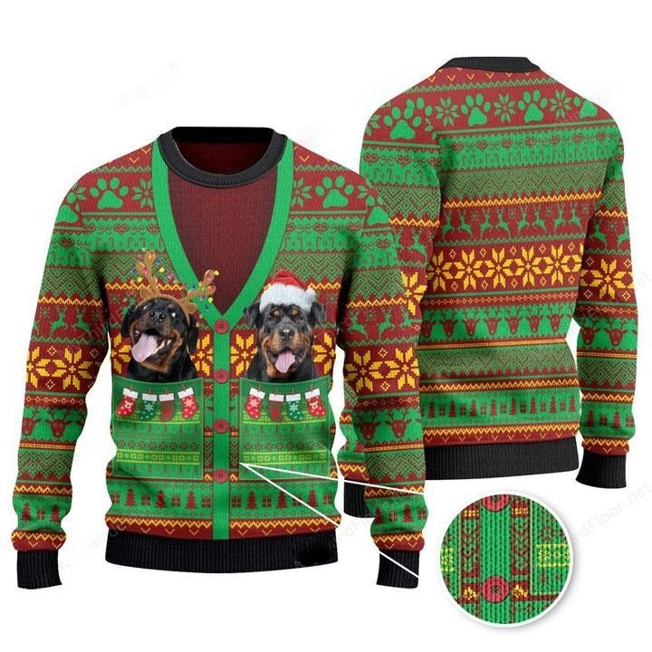 Rottweiler Dog Lovers Wool Knitted Sweater