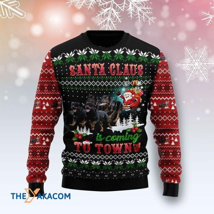 Rottweiler Santa Claus Is Coming To Town 3D Sweater