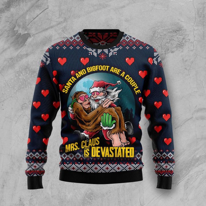 Santa And Bigfoot Are A Couple 3D Sweater