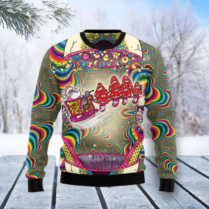 Santa And Mushroom All Over Printed Sweater