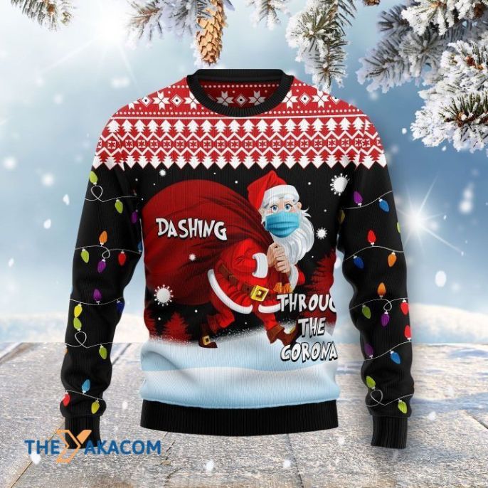 Santa Claus Dashing Through The Corona All Over Printed Sweater